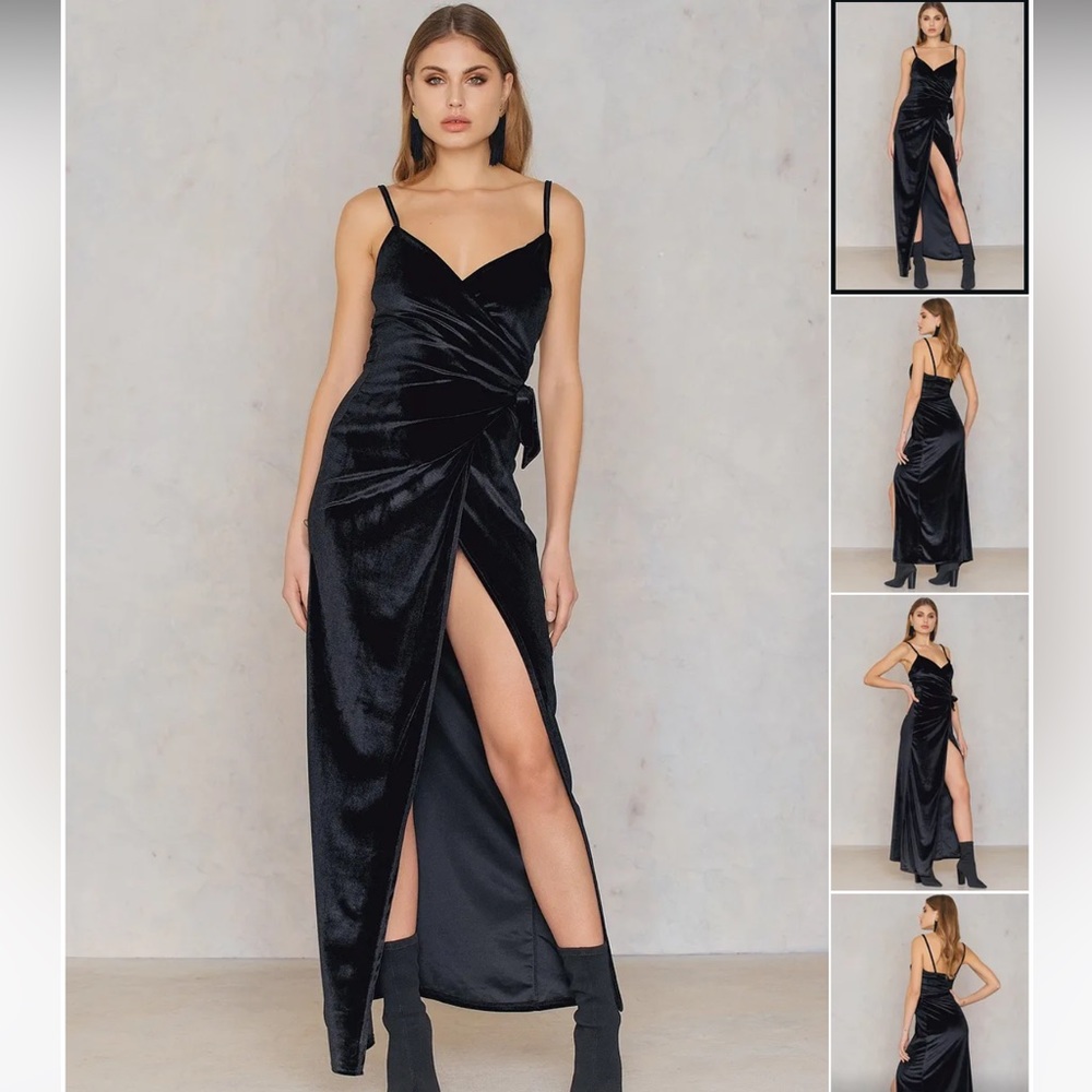 Velvet wrap tie maxi dress size 4 Small